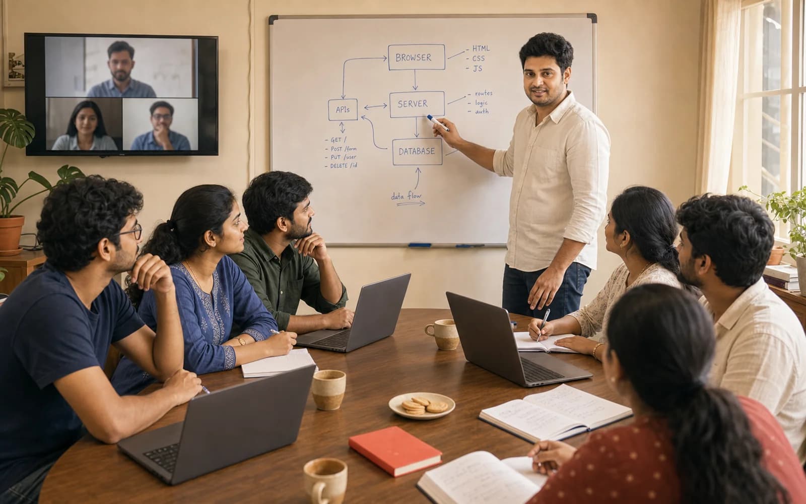 Live Saturday workshop in the Vizag classroom with Ravi and students